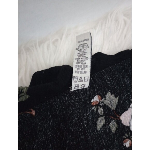 Womens Dress Size L American Rag Black Ruffled Floral-Print Peasant - Picture 7 of 11